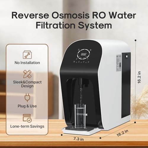 ICEPURE Reverse Osmosis System Countertop Water Filter, 4-Stage RO Countertop Water Filter System, 5:1 Pure-to-Drain Ratio, Instant Hot Water, Zero Installation for PFAS/PFOS Removal - Image 5