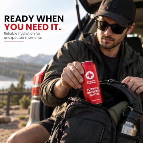 American Red Cross Licensed Emergency Canned Water by Aqua Emergency – 16 fl oz, 50-Year Shelf Life, Hermetically Sealed Aluminum Cans, BPA-Free, Purified Water by Reverse Osmosis, 2.5–5 Day Supply Per Person, Emergency & Everyday Preparedness, Pack of 12 - Image 2