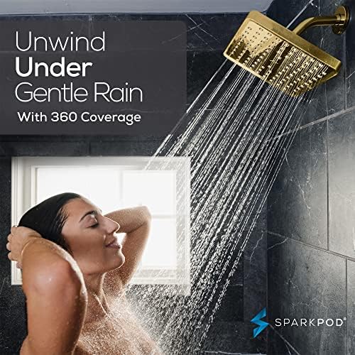 SparkPod Rain Shower Head, 8 Inch Square, Egyptian Gold Finish - Image 4