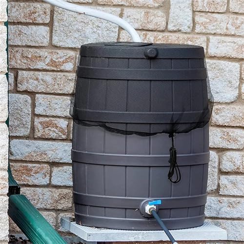 4 Pcs Mesh Cover for Rain Barrels, 31.5 in Water Collection Buckets Cover with Drawstring Water Collection Buckets Tank Protector for Preventing Fallen Leaves in Outdoor Garden Eaves. - Image 2