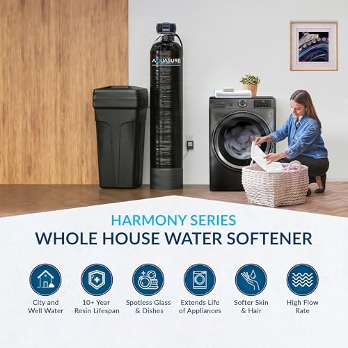 Aquasure Harmony Series 70,000 Grains Whole House Water Softener with Automatic Digital Metered Control Head | Fine Mesh Resin for Iron Removal, Reduces Hardness & Improves Water | for 4-6 bathrooms - Image 2
