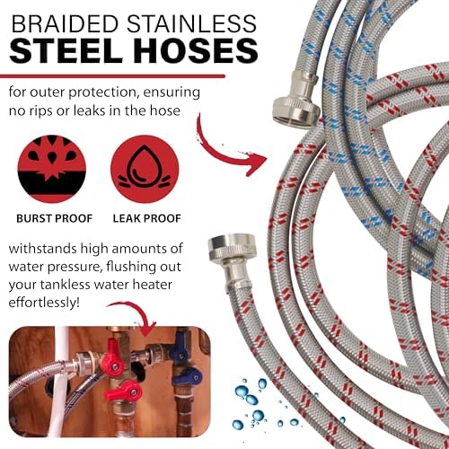 Safetech Tankless Water Heater Flushing Kit with Premium Braided Hoses, Mag Drive Pump, and Instructions - Image 5