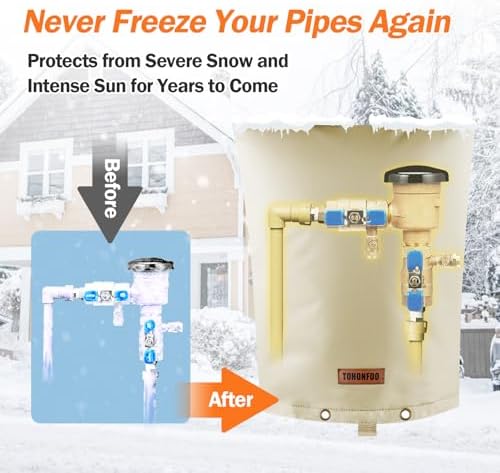 TOHONFOO Backflow Preventer Cover, Pipe Freeze Insulation, 16"Wx20"H, Beige - Image 3