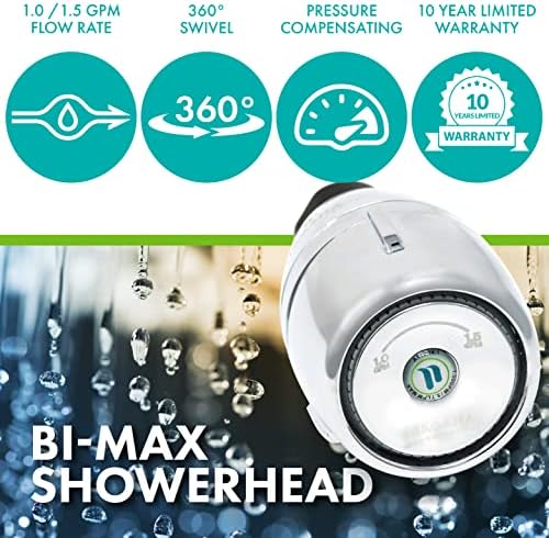 Niagara Conservation N2610CH Bi-Max 1-Spray with 1.0-1.5 GPM 2.125-in. Wall Mount Adjustable Fixed Shower Head in Chrome, 1-Pack | Bathroom Shower Head Sprayer with Pressure Compensation - Image 2