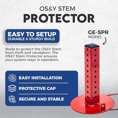 OS&Y Valve Stem Protectors, Adjustable Fit for OS&Y Stems 4" H to 10 3/4"H Stems, Fits 2 1/2" to 10" Diameter Pipes - Removable Cap for Taller Stems, Weather-Resistant Protection - Image 2