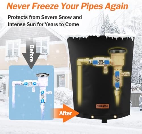 TOHONFOO Backflow Preventer Cover, Pipe Freeze Insulation, 14"Wx18"H, Black - Image 3