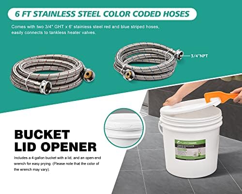 FLUENTPOWER Tankless Water Heater Flushing Kit, 1/4 HP Pump, 4 Gal Pail - Image 4