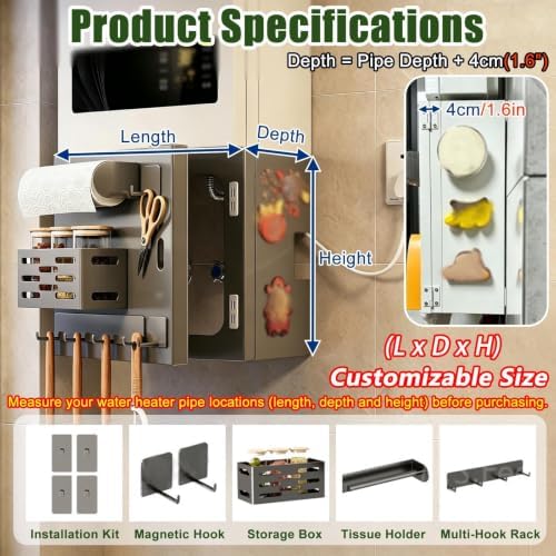 Openable Water Heater Pipe Concealing Cabinet, Boilers Pipe Cover Box - Image 6