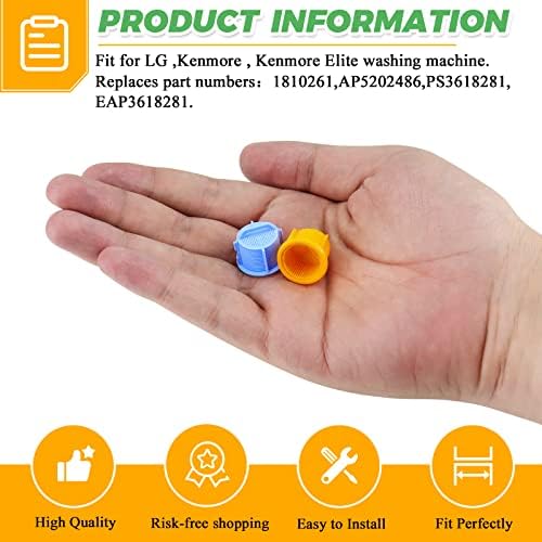 4Pack AGM73269501 Washing Machine Water Filter Screen for LG Kenmore Whirlpool Washer Hose Inline Filter - Replaces 1810261 AP5202486 PS3618281 EAP3618281-4pcs Washer Water Inlet Valve Filter Screens - Image 3