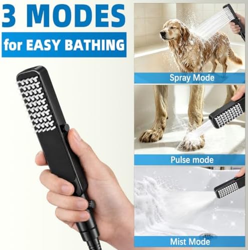 YDmeet High Pressure Dog Shower Attachment with ON/OFF Switch (Black) - Image 3