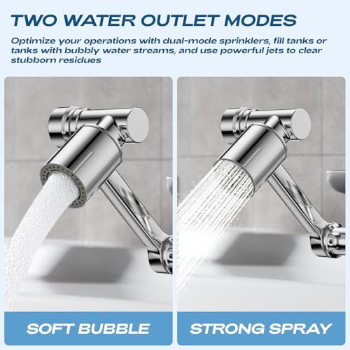 1080° Rotating Faucet Extender, Brass Faucet Multi-functional Spray Nozzle Extender, Universal 36° Rotating Mechanical Arm Bathroom Faucet Extender, Kitchen Extend Filter, 2 Modes Spray - Image 6