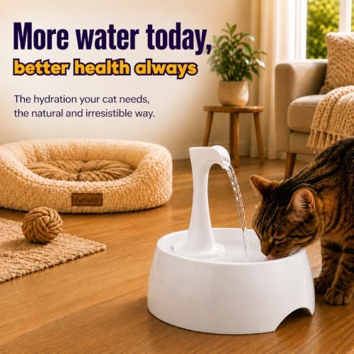 Aqua First Pet Water Fountain - Automatic Drinking Bowl for Cats and Dogs - Light and Portable - Replaceable Filters - Ergonomic Design - 1.2L/42 fl oz - White - Image 5
