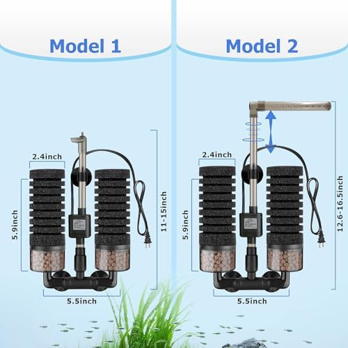 Upgrade Aquarium Electric Power Sponge Filter with Submersible Pump ，Ultra-Quiet Motor with Bio Ceramic Media Balls and 2 Spare Sponge (L for 20-55 Gal) - Image 2