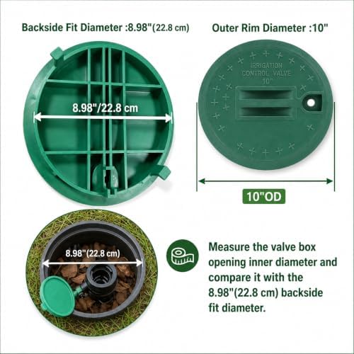 Sprinkler Valve Box Cover Automatic Irrigation System Replacement Protective Cap for Outdoor Underground Watering, 10" OD, 2 Pcs (Round 10") - Image 2