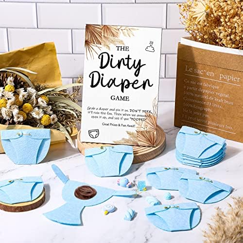 Roowest 51 Pcs Dirty Diaper Baby Shower Games, Boho Blue - Image 4