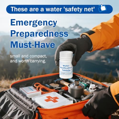 500mg Water Purification Tablets (100 Count) - Emergency Water Treatment for Camping, Survival & Travel - Iodine-Free NaDCC Formula, No Chemical Aftertaste - Image 4