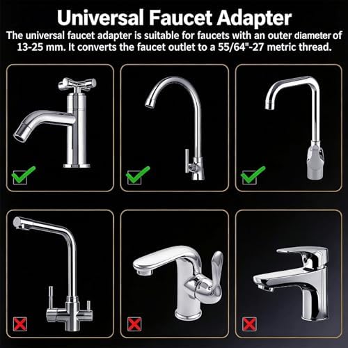 3 Pcs Faucet to Hose Adapter, Universal Faucet Adapter, Fine Thread Sink Hose Attachment for Faucet for Kitchen Sink Garden Hose and Multi-Water Filters - Image 5