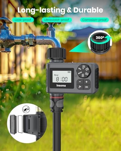 Outdoor Garden Hose Faucet Timers, Programmable Water Sprinkler Timer with Rain Delay/Manual/Automatic Drip Irrigation and Lawn Watering System for Yard, 1 Outlet - Image 6