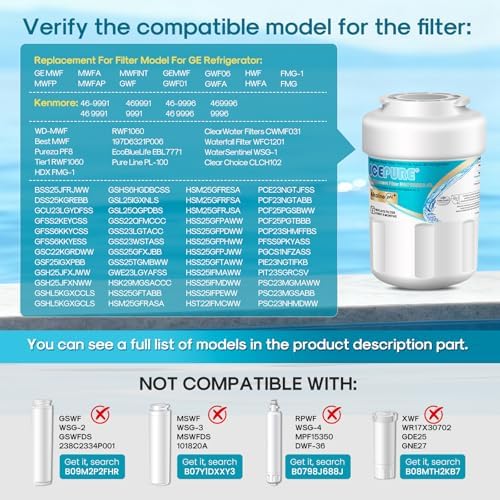ICEPURE Alkaline RWF0600A-AL Refrigerator Water Filter Replacement for GE MWF, MWFA, MWFINT, MWFP, GWF, 46-9991, Kenmore® 9991, WFC1201, GSE25GSHECSS, GSH25JSDDSS, GSHS6LGBBHSS, Enhances PH, 4Pack - Image 2