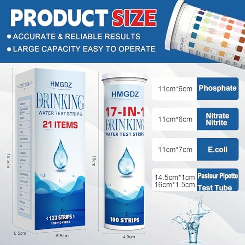 All-New 21 in 1 Drinking Water Testing Kit 123 Strips, Home Tap and Well Water Test Kit,Easy to Test and Read for Hardness, Iron, Lead, Copper, Fluoride,Chlorine - Image 6