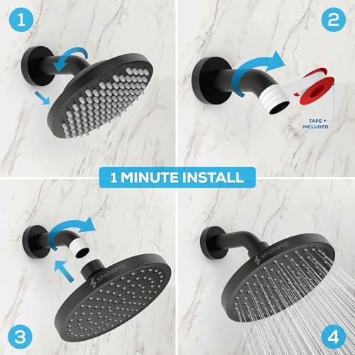 SparkPod Rain Shower Head, 6 Inch Round, Midnight Black Matte Finish - Image 4