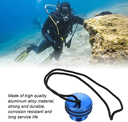 Diving Dust Din Cover, Valve Dust Cover Vented Aluminum Alloy Diving Valve Protector with Fixed Rope for Valve End Cap(blue) - Image 3