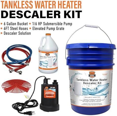 Chromex Tankless Water Heater Flush Kit with Gallon NSF Certified Liquid Descaling Solution and 1/6HP Extra Strength Pump - Image 3