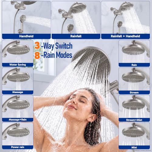 Veken Nickel Filtered Shower Head with Handheld, Multi-pattern Shower Heads - Image 4