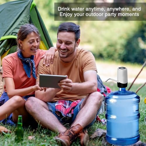 Korser Water Dispenser for 5 Gallon Bottle, Automatic Electric Water Jug Dispenser, Rechargeable Water Dispenser Pump, USB Charging Portable 2-5 Gallon Water Pump for Kitchen, Camping - Image 3