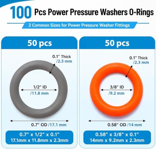 ZDBB 100 Pcs Pressure Washer O Rings for 1/4", 3/8" Quick Connect & M22 - Image 2