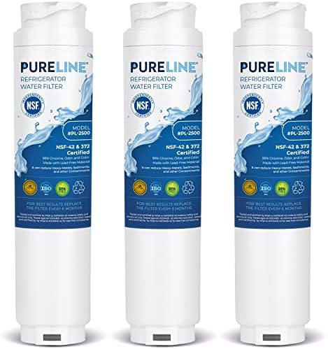 Pureline 9000 077104 UltraClarity REPLFLTR10 Water Filter Replacement for Bosch Ultra Clarity 9000194412, 644845, B26FT70SNS, B22CS80SNS, B22CS50SNS, Haier 0060820860, Miele KWF1000 (3 Pack) by PURELINE