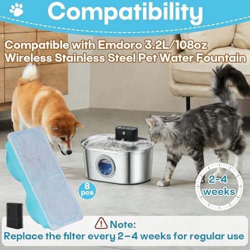 8-Pack Pet Water Fountain Filter Compatible with Emdoro Pet Water Fountains - Image 3