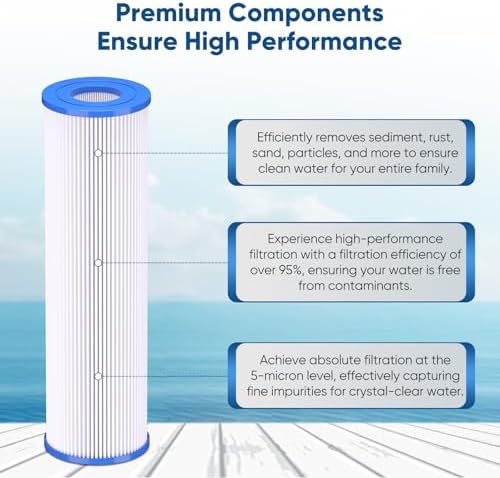 PUREPLUS 5 Micron 10"x2.5" Whole House Pleated Sediment Filter PPL10 4 Pack - Image 4