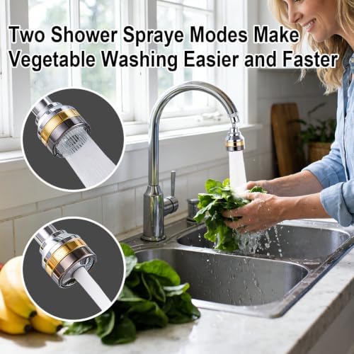 360° Swivel Kitchen Faucet Aerator Replacement 2-function Kitchen Faucet Sprayer Attachment Faucet Nozzle Attachment Water-Saving Faucet Head Replacement Part 55/64'' Female Thread,Short - Image 2