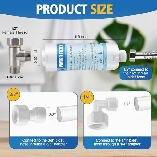 4 Pack Bidet Water Filter and Adapter for Electric Bidet Toilet Seats - Image 2