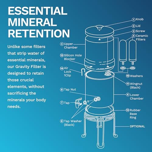 Survivor Filter Ultra Gravity Water Filter System - Stainless Steel Countertop Gravity Fed Water Filter, 2.25 Gallon, for Home and Outdoors - Removes Bacteria, Viruses, and Parasites - Image 2