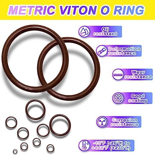 KEZE 386 Pcs Metric Viton O Ring Assortment Kit 75A Durometer 30 Sizes Brown O-Ring Set for Industrial Pressure Washer,Industrial Plumbing,Hydraulic & Cylinders Repairs with 4 Pcs Pick and Hook Set - Image 5