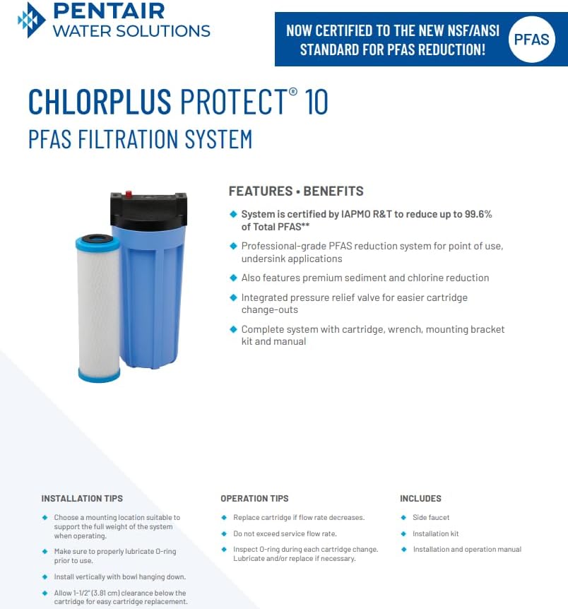 Pentair Pentek ChlorPlus Protect 10 Carbon Block Water Filter - Image 5