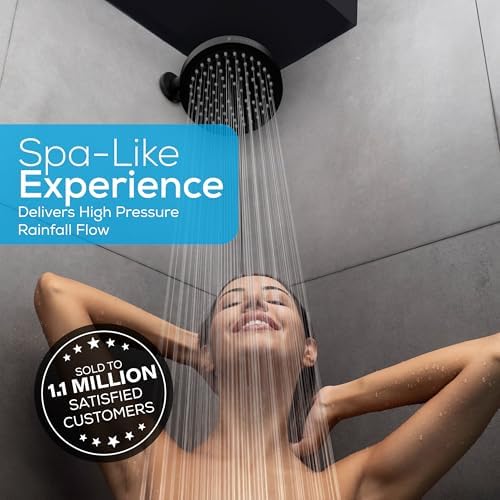 SparkPod Rain Shower Head, 6 Inch Round, Midnight Black Matte Finish - Image 5