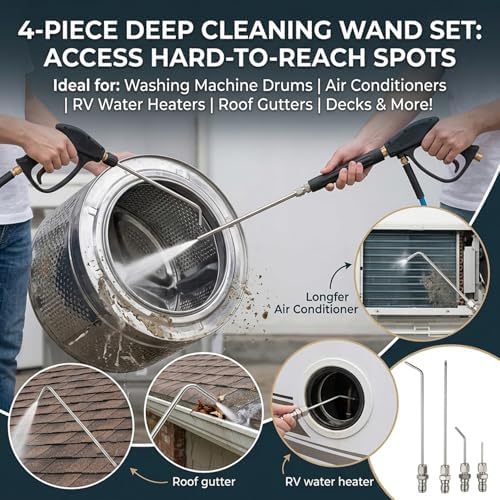 Water Heater Cleaning Tool High Pressure Washer Nozzle Kit Stainless Steel Water Heater Flush Tool & RV Flush Wand for Cleaning Without Disassembly - Image 5