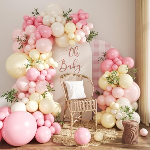 Pink and Yellow Balloon Arch Kit for Baby Shower Bridal Shower Decorations by CROSSFINGERS
