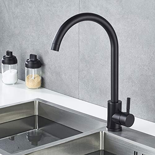 High Arc Matte Black Kitchen Faucet Single Handle Stainless Steel,Commercial Single Hole Kitchen Sink Faucet,Modern One Hole Bar Sink Faucet (Matte Black) - Image 5