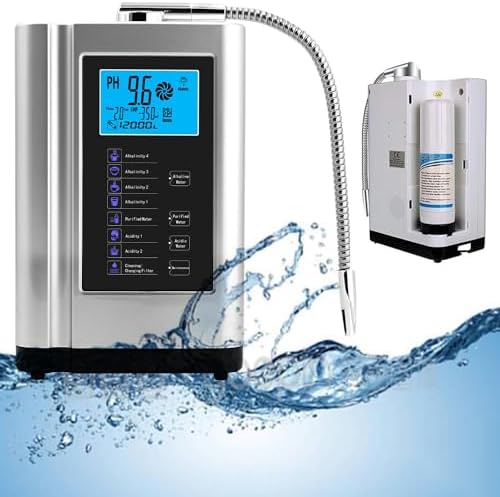 Alkaline Water Ionizer Machine, Home Filtration System Produces pH 3.5-10.5 Water, 7 Water Settings, Up to -500mV ORP, 6000L Per Filter,Auto-Cleaning,Intelligent Voice,Silver by GEHPYYDS