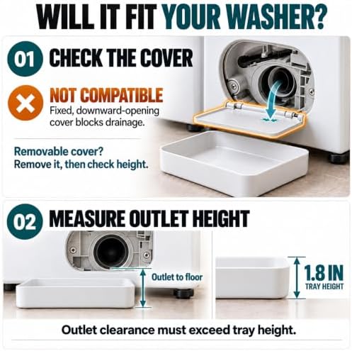 Washing Machine Drain Pan with 3 Accessories, Low Profile Washer Drain Tray for Front Load Washer Filter Cleaning, Water Catch Drip Tray, No Washer Moving Required, White - Image 5