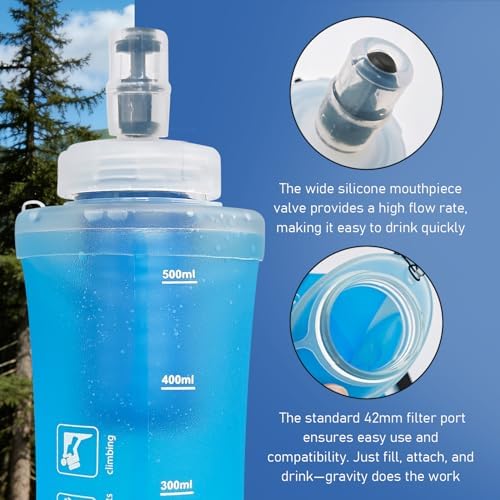 Collapsible Water Bottle with Filter for Travel Hiking Camping 700ML - Image 4