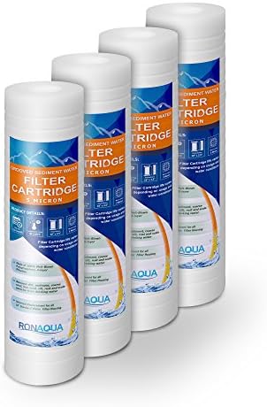 Grooved Sediment Water Filter Cartridge by Ronaqua 10"x 2.5", Four Layers of Filtration, Removes Sand, Dirt, Silt, Rust, made from Polypropylene (4 Pack, 5 Micron) by Ronaqua