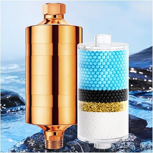 Larger Premium Metal Shower Filter, Stainless Steel 304, Clean Soft Water, Remove 99% Chlorine, Improve Your Skin Nail Hair, Easy to Install (Rose gold) by Keycozy