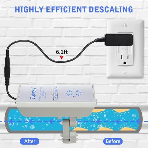 Electronic Water Descaler, Zuomeng Whole House Descaler with High Efficiency in Dissolving Scale for 2000-5000 sq ft Homes, 1.5” Pipes, Water Softener Alternative, No Chemicals, Salt or Filters - Image 3