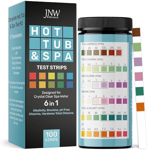 JNW Direct Hot Tub Test Strips for Spas - 6 in 1 Water Test [100 Pack] by JNWDirect