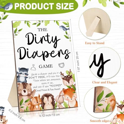 Roowest 51 Pcs Dirty Diaper Baby Shower Games, Woodland Animals - Image 2